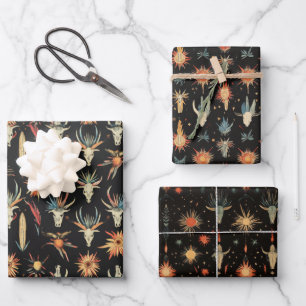Hoja De Papel De Regalo Desierto de Cowboy Western Skulls
