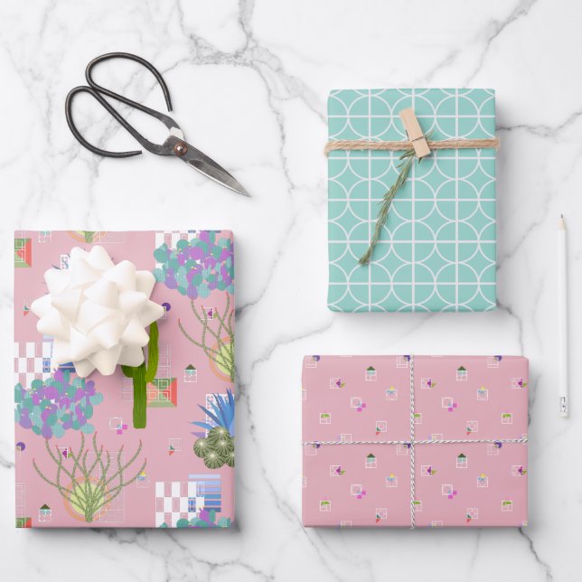 Hoja De Papel De Regalo Desierto moderno de mediados de siglo (Anverso)