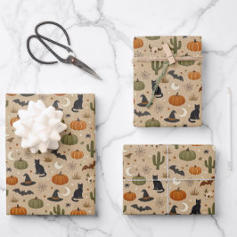 Hoja De Papel De Regalo Desierto Verde Cactus Halloween 