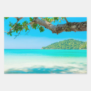 Hoja De Papel De Regalo Desnudo de la playa tropical