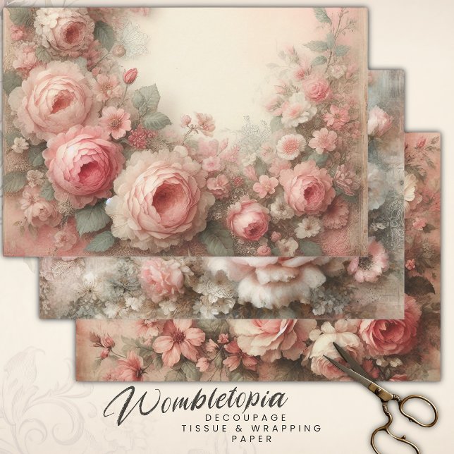 Hoja De Papel De Regalo Desnudo de las Bouquets Rosa Rosa del Pastel Antig (Subido por el creador)