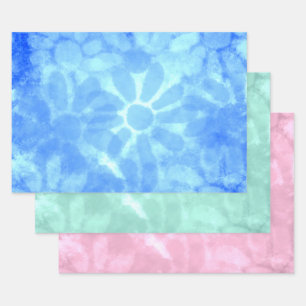 Hoja De Papel De Regalo Desnudos de flores de tinta verde rosa-azul pastel