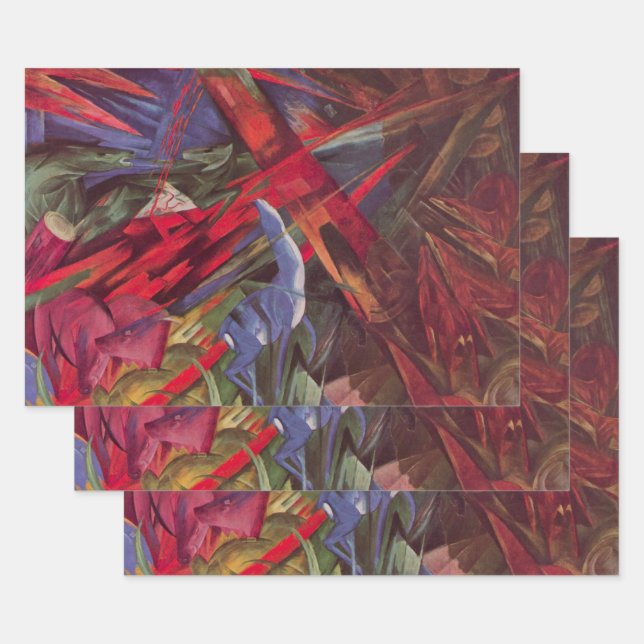 Hoja De Papel De Regalo Destinos Animales de Franz Marc, Arte Cubista Anti (Set)