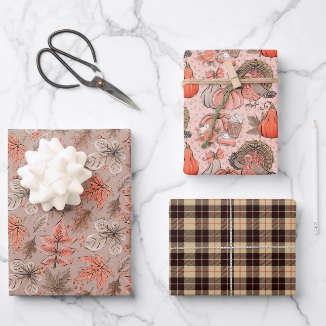 Hoja De Papel De Regalo Día de Acción de Gracias (Anverso)