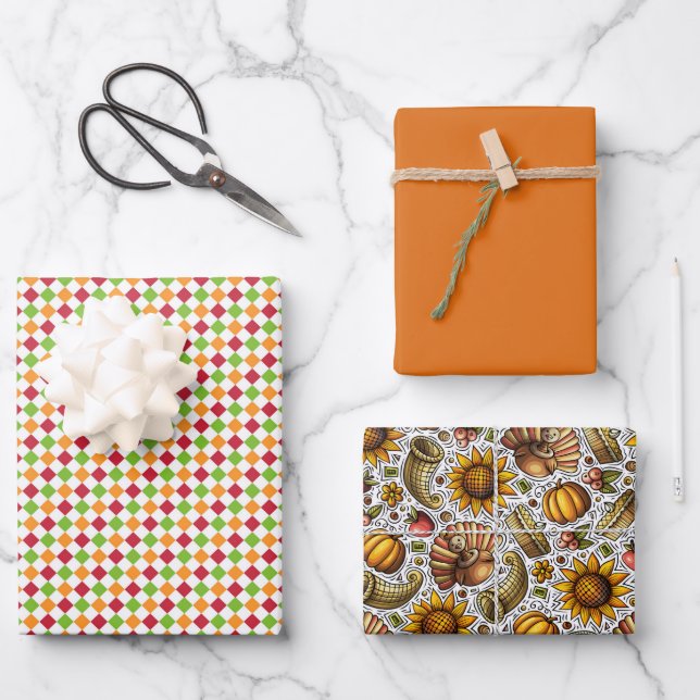 Hoja De Papel De Regalo Día de Acción de Gracias (Anverso)