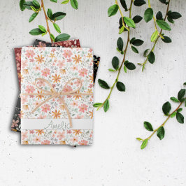 Hoja De Papel De Regalo Día de Acción de Gracias Autumn flor nombre de pat