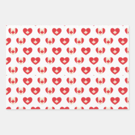 Hoja De Papel De Regalo Día de Canadá 1 de julio Hoja de arce, corazón