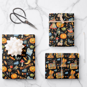 Hoja De Papel De Regalo Día de Halloween lindo   Brujas Calabazas Fantasma