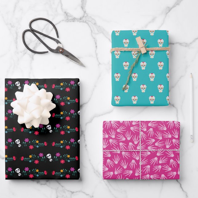 Hoja De Papel De Regalo Día de las Cránulas Azucareras Muertas (Anverso)