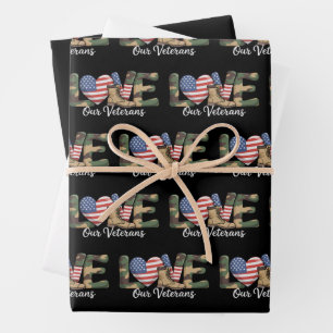 Hoja De Papel De Regalo Día de nuestros veteranos Orgullosa bandera milita