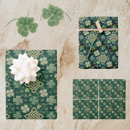 Hoja De Papel De Regalo Día de San Patricio Nudo Celta Trebol de Cuatro Ho