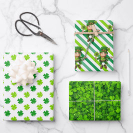 Hoja De Papel De Regalo Día de San Patricio Verde Shamrock Leprechaun Fun 