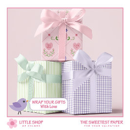 Hoja De Papel De Regalo Día de San Valentín Candy Heart and Love Birds