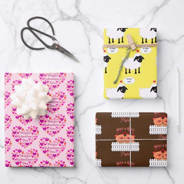 Hoja De Papel De Regalo Día de San Valentín caprichoso (Anverso)