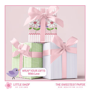 Hoja De Papel De Regalo Día de San Valentín de Corazones Florales