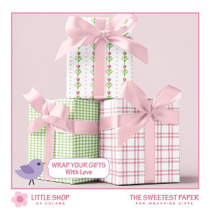 Hoja De Papel De Regalo Día de San Valentín De Plantas Florales De Corazón