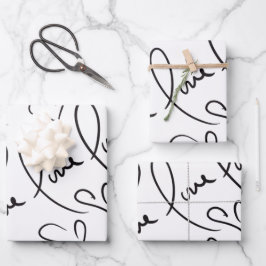 Hoja De Papel De Regalo Día de San Valentín Letra a Mano de Amor Escrita a