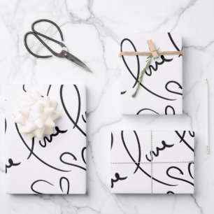 Hoja De Papel De Regalo Día de San Valentín Letra a Mano de Amor Escrita a