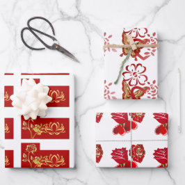 Hoja De Papel De Regalo Día de San Valentín Rosa romántico Flora de corazó