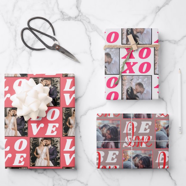 Hoja De Papel De Regalo Día de San Valentín Rústico Love Xoxo Photo Gift (Anverso)