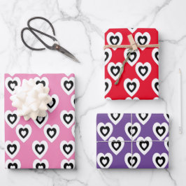 Hoja De Papel De Regalo Día de San Valentín Triple Corazón Baldosa Patrón 