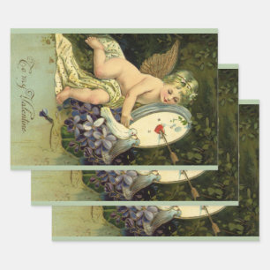 Hoja De Papel De Regalo Día de San Valentín Victoriano, pájaros de amor án