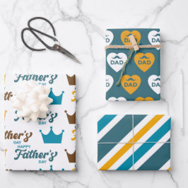 Hoja De Papel De Regalo Día del Padre Rey Papá Set