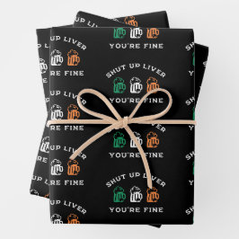 Hoja De Papel De Regalo Día divertido de San Patricio Cállate Hígado Estás