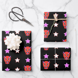 Hoja De Papel De Regalo Diablo y estrellas