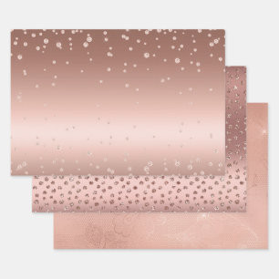 Hoja De Papel De Regalo Diamantes de oro Rosa