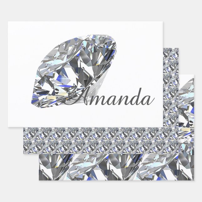 Hoja De Papel De Regalo Diamantes elegantes personalizados (Set)