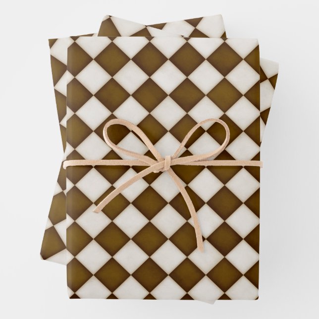 Hoja De Papel De Regalo Diamantes Marrones y Antiguos Blancos (In situ)
