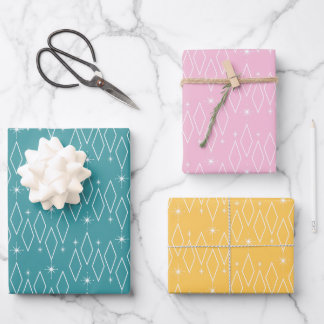 Hoja De Papel De Regalo Diamantes modernos de mediados de siglo Starburds