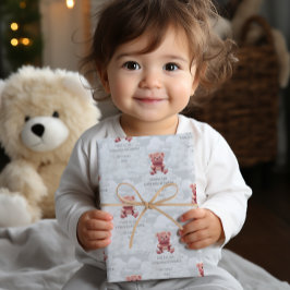 Hoja De Papel De Regalo Diaper King teddy oso personalizado feliz nombre d