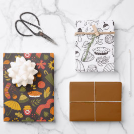Hoja De Papel De Regalo Dibujo adorable de otoño