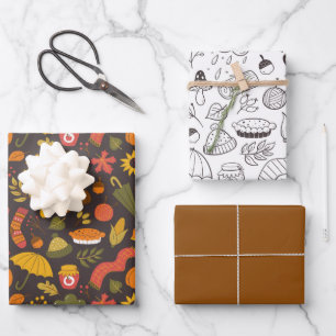 Hoja De Papel De Regalo Dibujo adorable de otoño