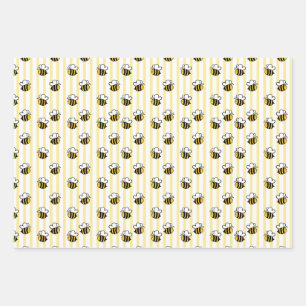 Hoja De Papel De Regalo Dibujo continuo de abejas lindas