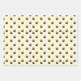 Hoja De Papel De Regalo Dibujo continuo de abejas lindas