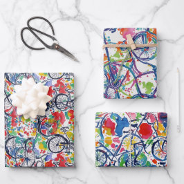 Hoja De Papel De Regalo Dibujo de bicicleta de color divertido y genial co