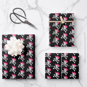 Hoja De Papel De Regalo Dibujo de Calavera y Huesos Cruzados Pirata Adorab