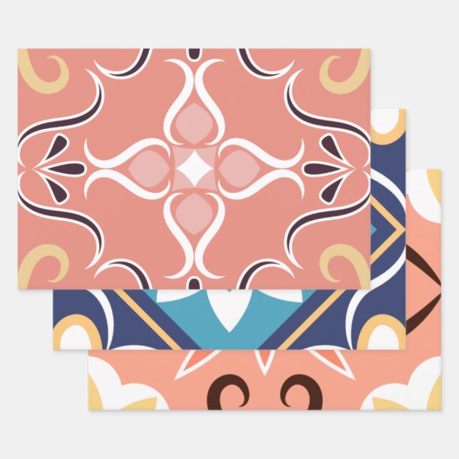 Hoja De Papel De Regalo Dibujo de patrones de mosaico marroquí (Set)