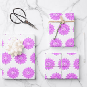 Hoja De Papel De Regalo Dibujo de símbolo Om de flor Lotus de vidrio rosad