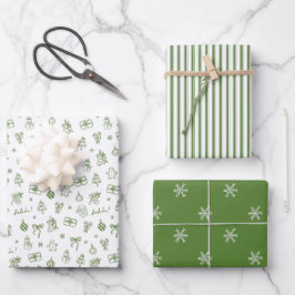 Hoja De Papel De Regalo Dibujo Verde Caprichoso a Mano