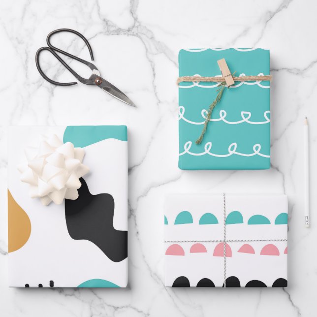 Hoja De Papel De Regalo Dibujos abstractos adorables de rayas piedras (Anverso)