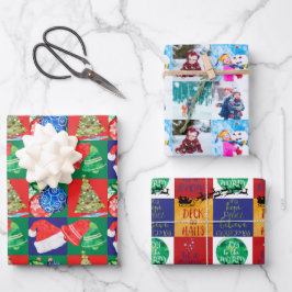 Hoja De Papel De Regalo Dibujos de arte infantil y conjunto de Collages de