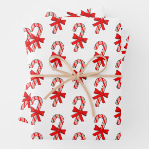 Hoja De Papel De Regalo Dibujos de cintas rojas de bastón de caramelo Navi