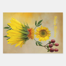 Hoja De Papel De Regalo Dibujos de personajes de tres flores