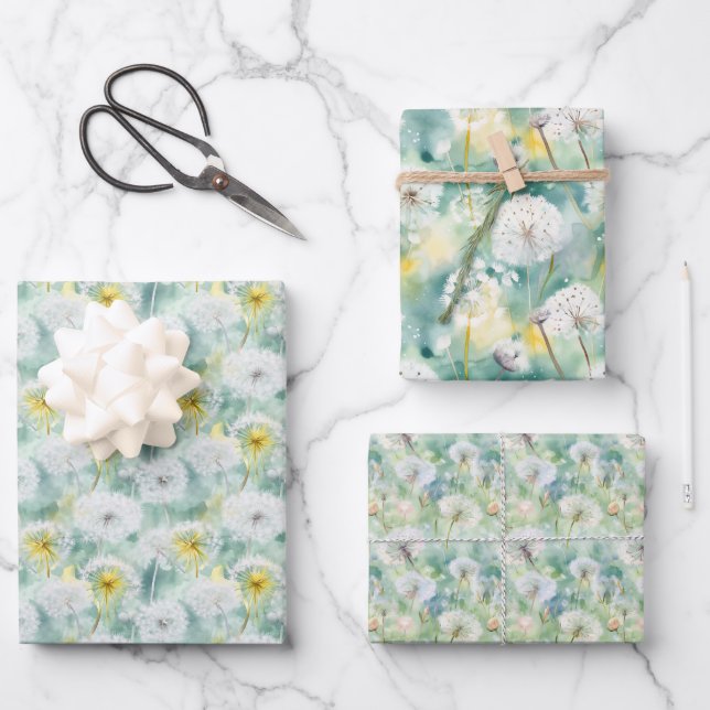 Hoja De Papel De Regalo Dientes de León Tenues (Anverso)