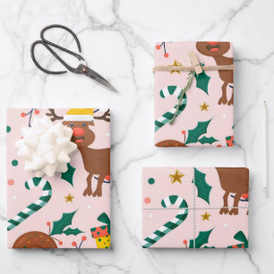 Hoja De Papel De Regalo Difundir alegría navideña con nuestro rosa festivo