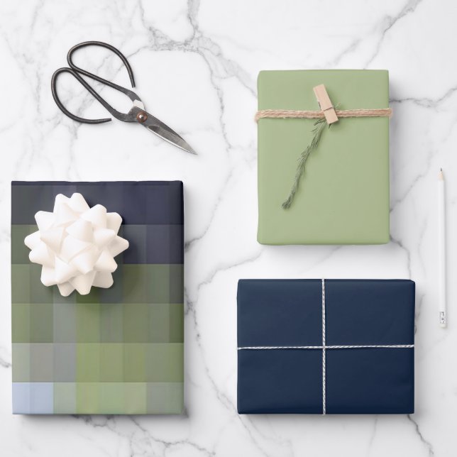 Hoja De Papel De Regalo Digital Blue-Green Chic Hues Design (Anverso)